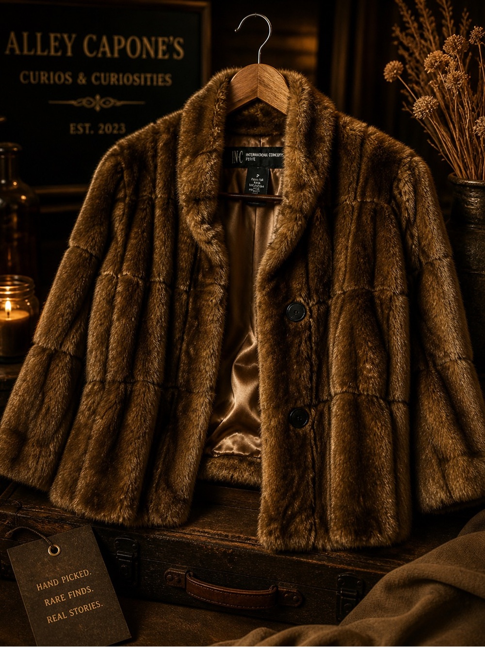 INC International Concepts Brown Teddy Jacket